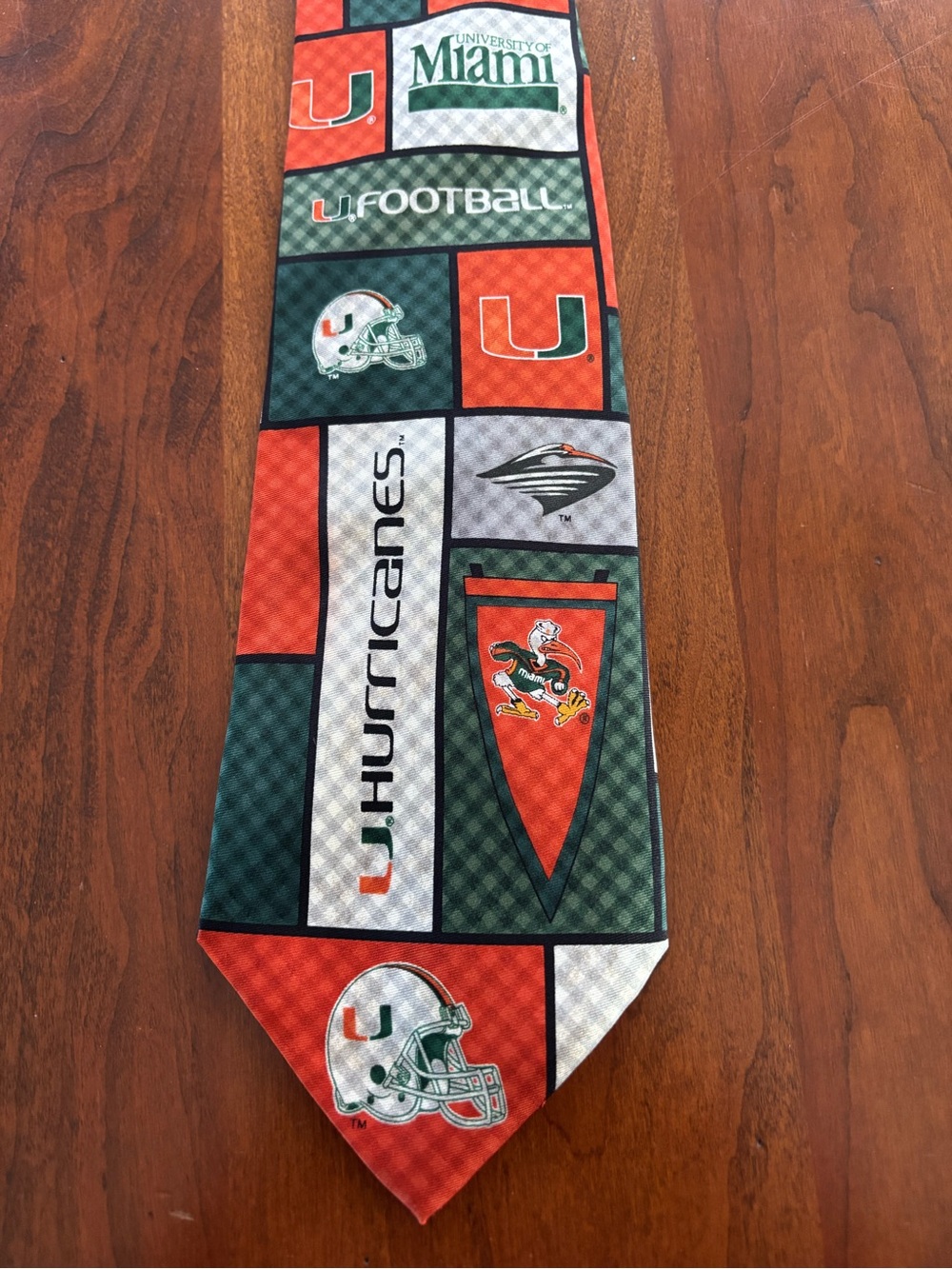 Eagle Neckwear University of Miami Hurricanes Men’s 100% Silk Grid Necktie